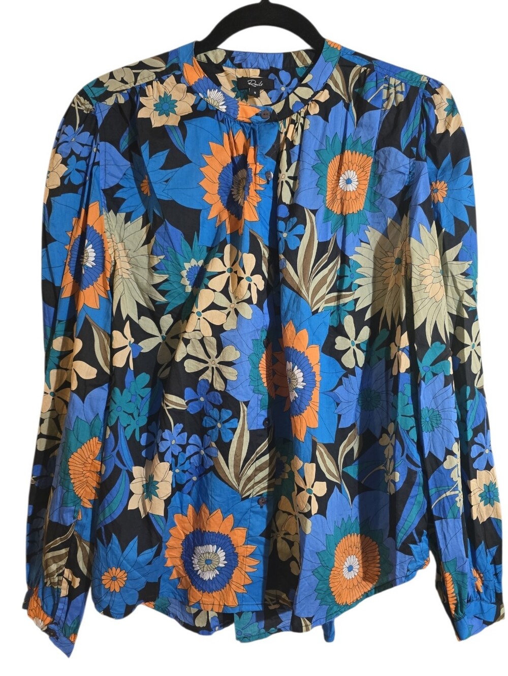 #144. Sonnet Azul Wildflowers Dynamic Floral Print Blouse - Picture 4 of 9